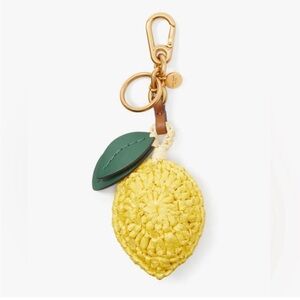 Kate Spade Lemon Drop Beaded Crochet Key Fob nwot